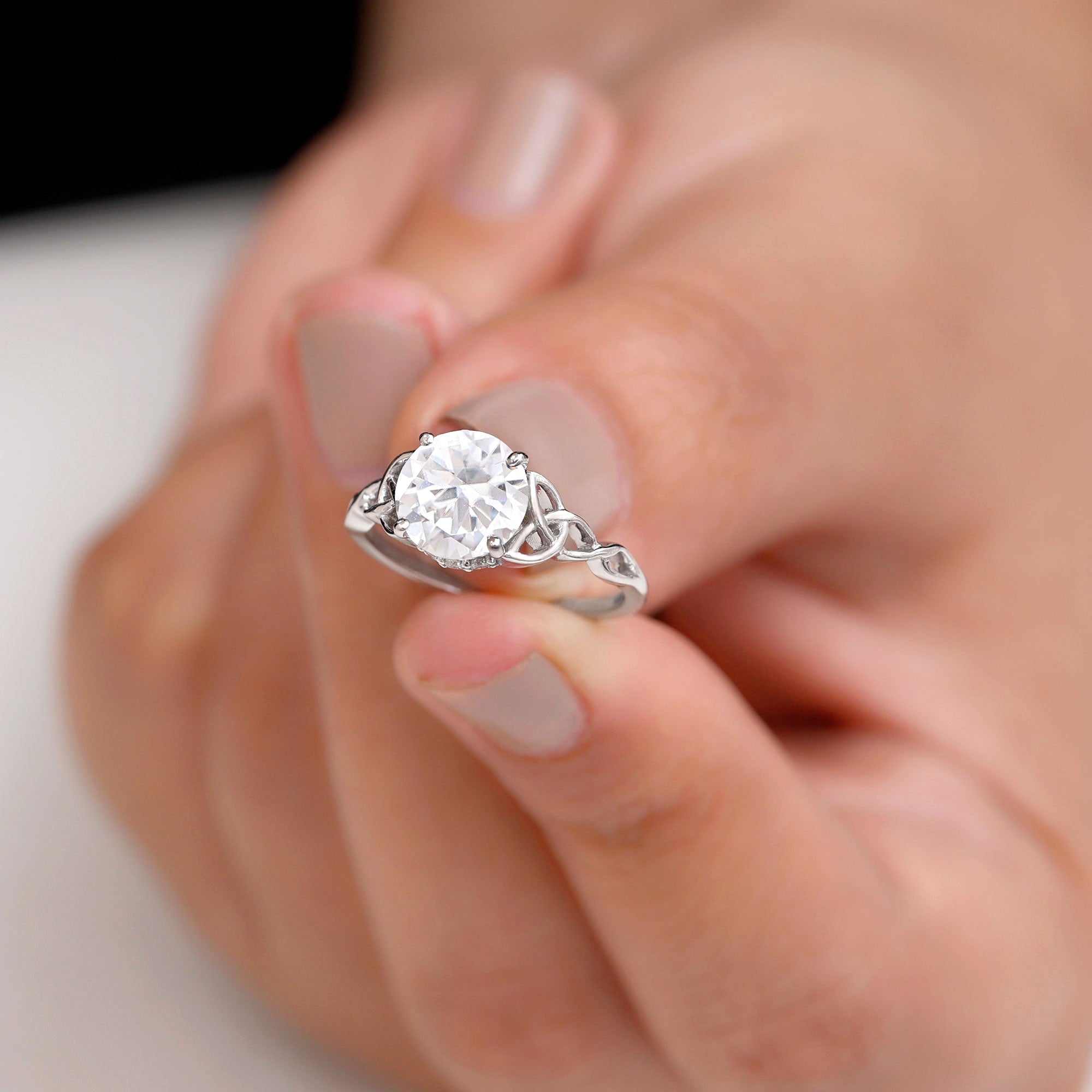 Rosec Jewels-Certified Celtic Knot Lab Grown Diamond Round Engagement Ring