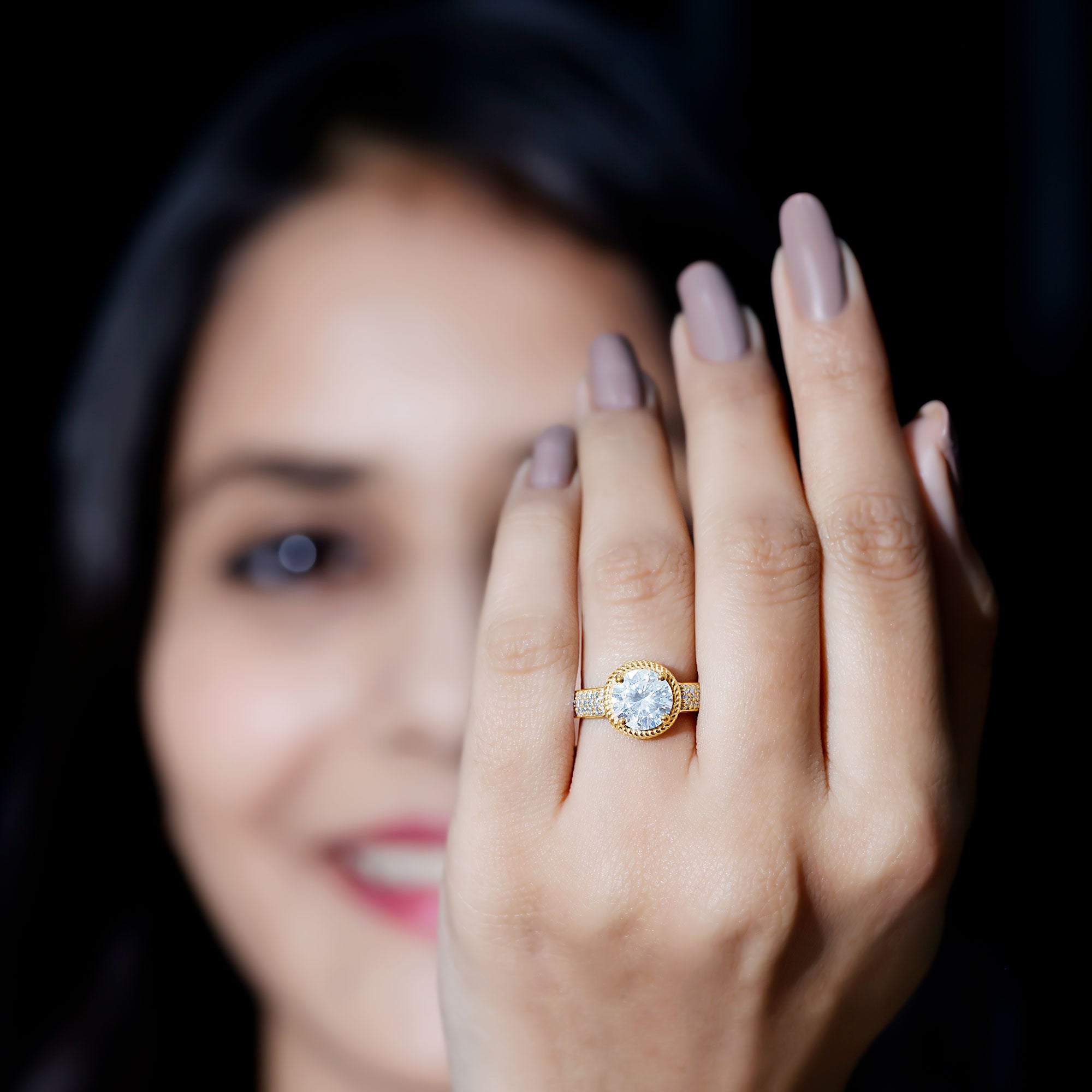 Rosec Jewels-Lab Grown Diamond Circle Engagement Ring With Rope Frame