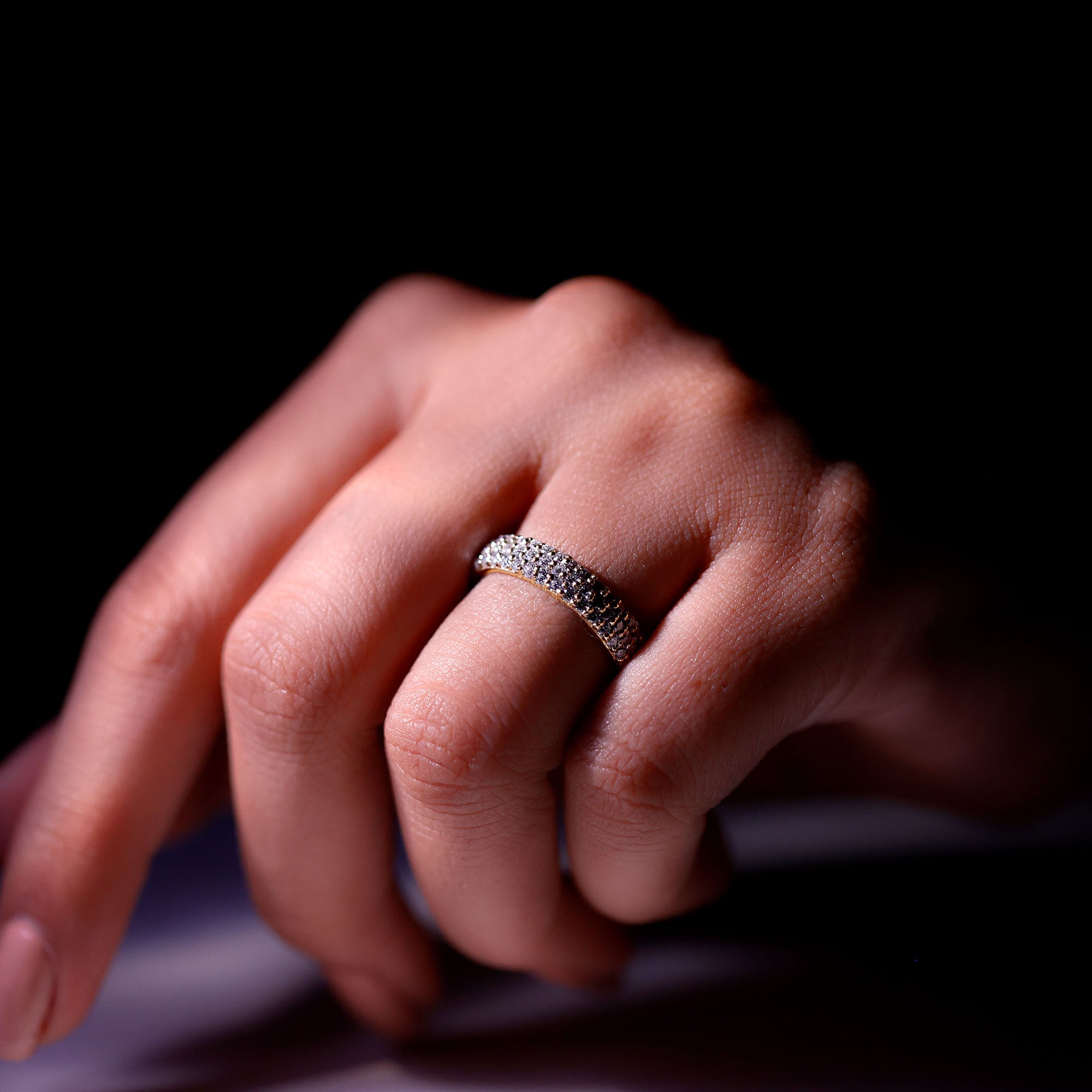 Rosec Jewels-Lab Grown Diamond 3 Row Wedding Band For Women