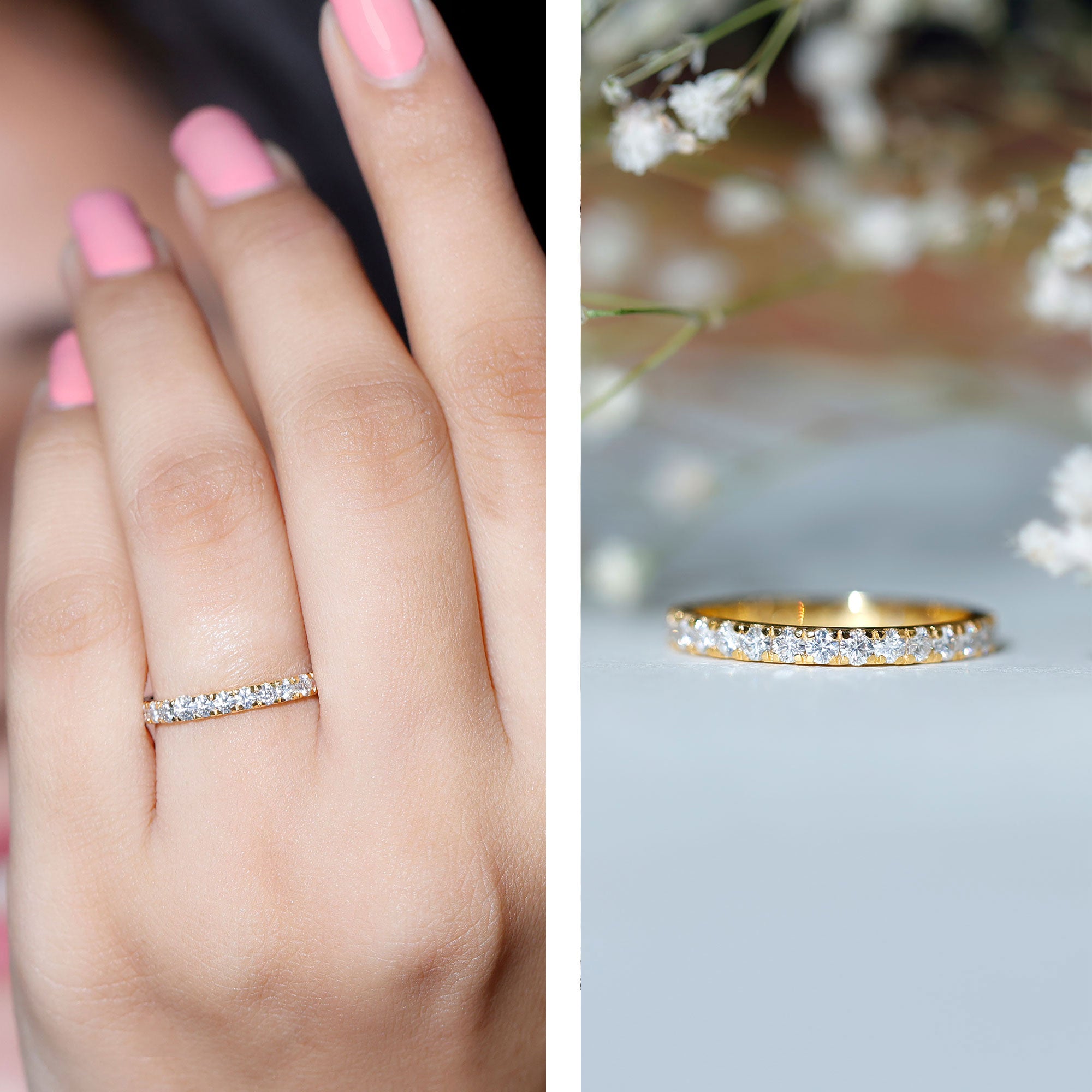 Rosec Jewels-Round Cut Lab Grown Diamond Stackable Eternity Ring