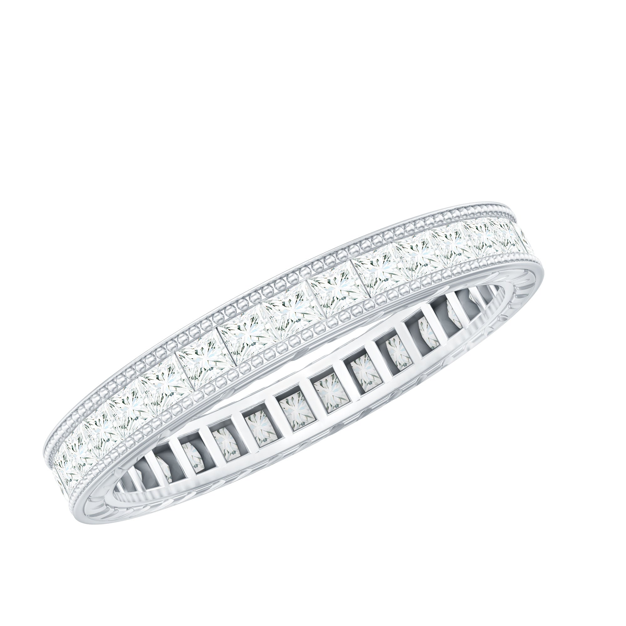 Rosec Jewels-Certified Lab Created Diamond Princess Cut Wedding Band