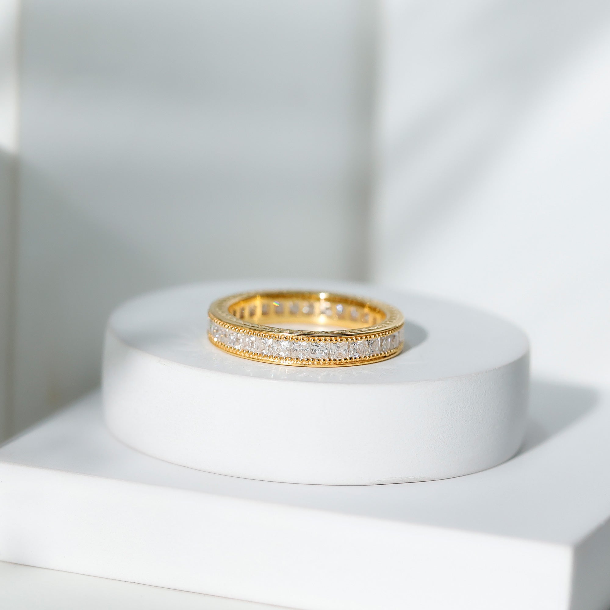 Rosec Jewels-Certified Lab Created Diamond Princess Cut Wedding Band