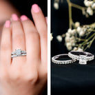 IGI Certified 1 Carat Lab Grown Diamond Princess Cut Engagement Ring with Band Lab - ( E-VS1 ) - Rosec Jewels