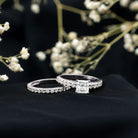 IGI Certified 1 Carat Lab Grown Diamond Princess Cut Engagement Ring with Band Lab - ( E-VS1 ) - Rosec Jewels