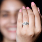 IGI Certified 1 Carat Lab Grown Diamond Princess Cut Engagement Ring with Band Lab - ( E-VS1 ) - Rosec Jewels