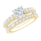 IGI Certified 1 Carat Lab Grown Diamond Princess Cut Engagement Ring with Band Lab - ( E-VS1 ) - Rosec Jewels
