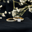 IGI Certified 1 Carat Lab Grown Diamond Princess Cut Engagement Ring with Band Lab - ( E-VS1 ) - Rosec Jewels