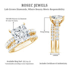 4 Carat IGI Certified Lab Grown Diamond Princess Cut Bridal Ring Set Lab - ( EF-VS ) - Rosec Jewels
