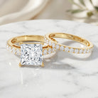 4 Carat IGI Certified Lab Grown Diamond Princess Cut Bridal Ring Set Lab - ( EF-VS ) - Rosec Jewels