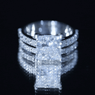 5 Carat IGI Certified Princess Cut Lab Diamond Engagement Ring with Band Lab - ( E-VS1 ) - Rosec Jewels