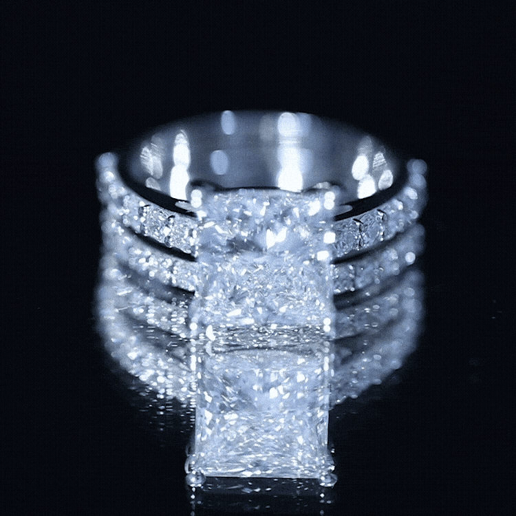 5 Carat IGI Certified Princess Cut Lab Diamond Engagement Ring with Band Lab - ( E-VS1 ) - Rosec Jewels