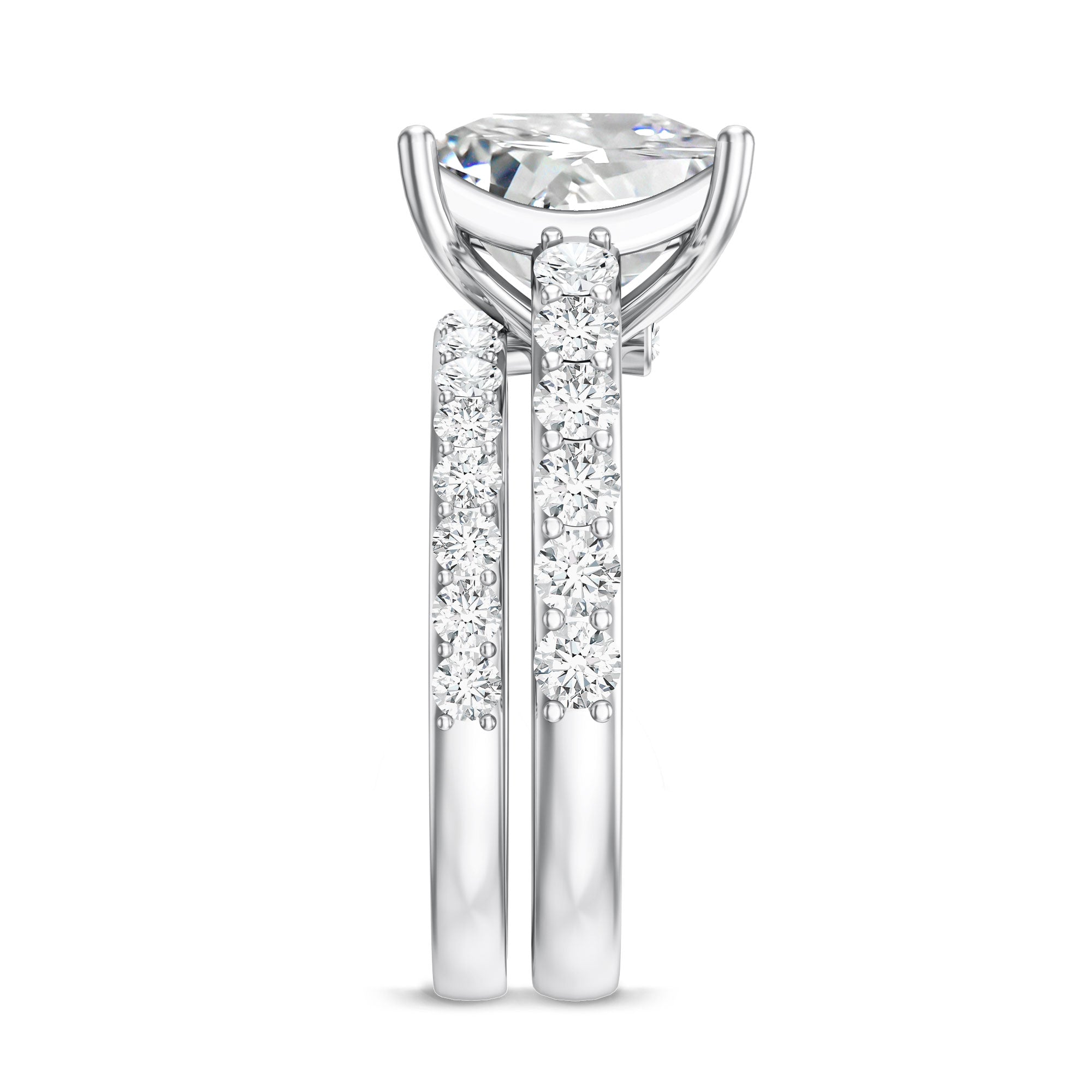 5 Carat IGI Certified Princess Cut Lab Diamond Engagement Ring with Band Lab - ( EF-VS ) - Rosec Jewels