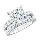 IGI Certified 2 Carat Lab Grown Diamond Princess Cut Bridal Ring Set Lab - ( E-VS1 ) - Rosec Jewels
