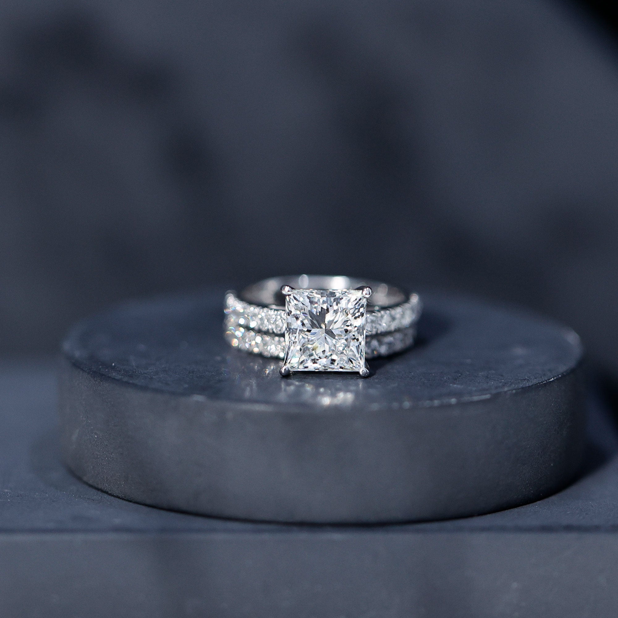 IGI Certified 2 Carat Lab Grown Diamond Princess Cut Bridal Ring Set Lab - ( EF-VS ) - Rosec Jewels