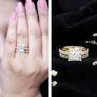 IGI Certified 2 Carat Lab Grown Diamond Princess Cut Bridal Ring Set Lab - ( E-VS1 ) - Rosec Jewels