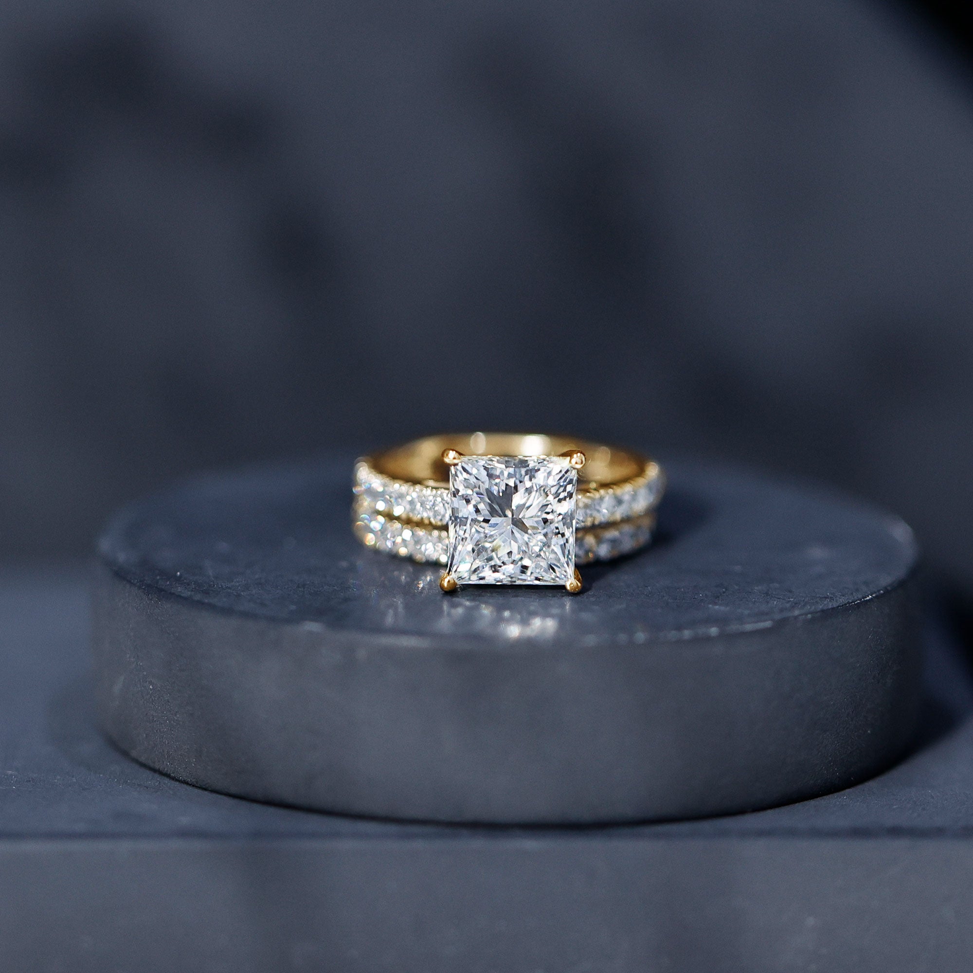 IGI Certified 2 Carat Lab Grown Diamond Princess Cut Bridal Ring Set Lab - ( EF-VS ) - Rosec Jewels