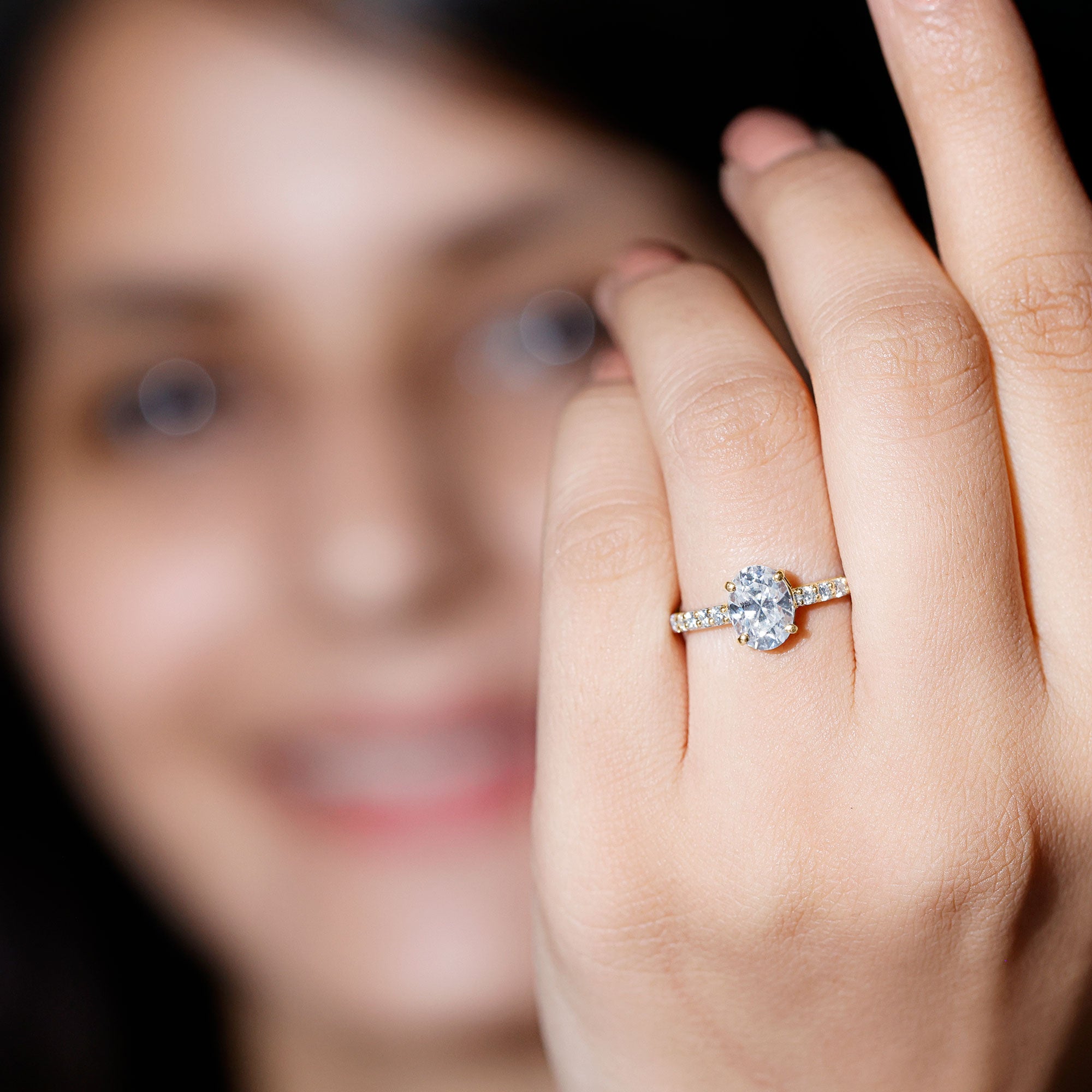 1.2 Carat Oval Shaped Lab Grown Diamond Engagement Ring with IGI Certificate Lab - ( E-VS1 ) - Rosec Jewels