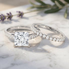 IGI Certified 3 Carat Princess Cut Lab Grown Diamond Wedding Ring Set Lab - ( EF-VS ) - Rosec Jewels