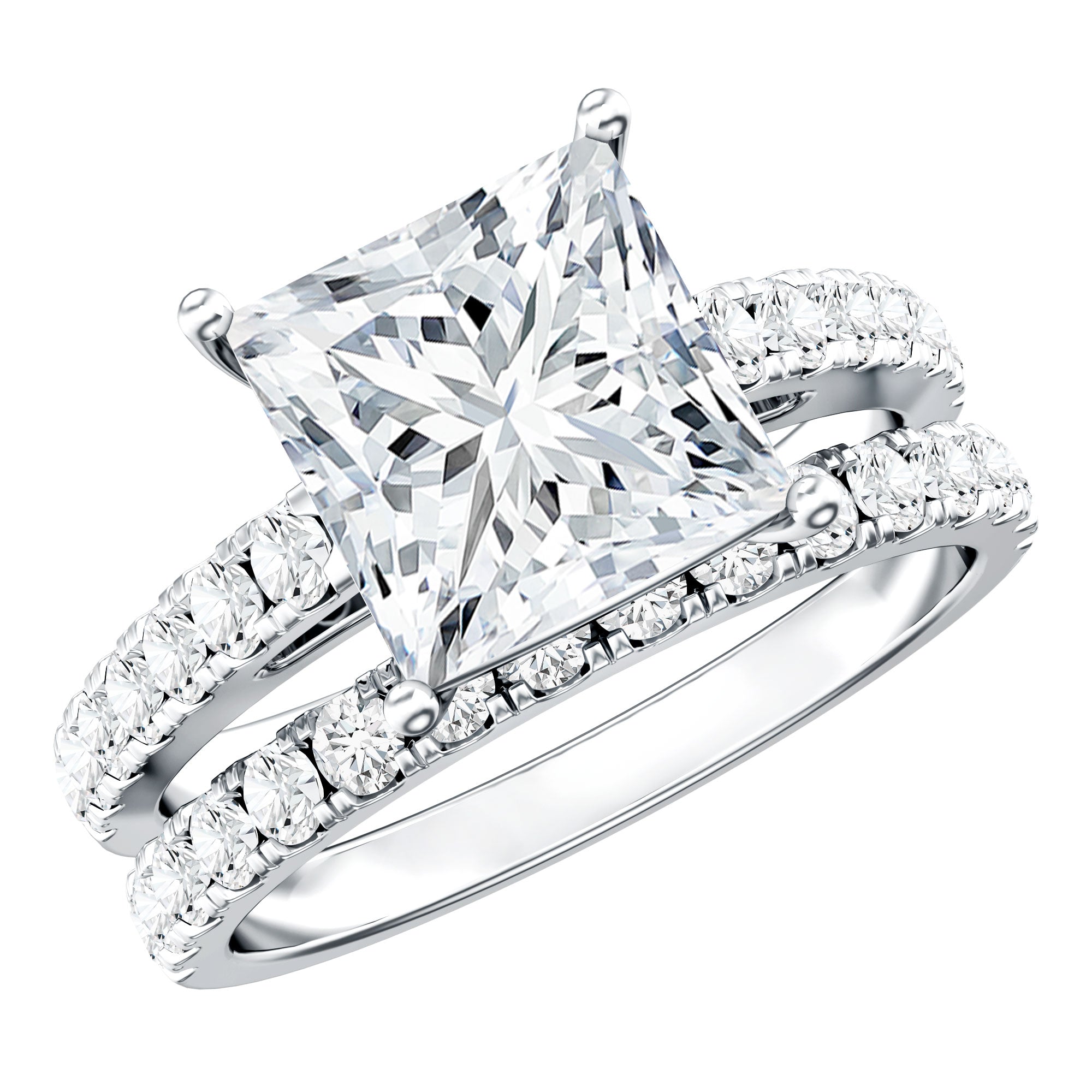 IGI Certified Huge 5 Carat Lab Grown Diamond Engagement Wedding Ring Set Lab - ( EF-VS ) - Rosec Jewels