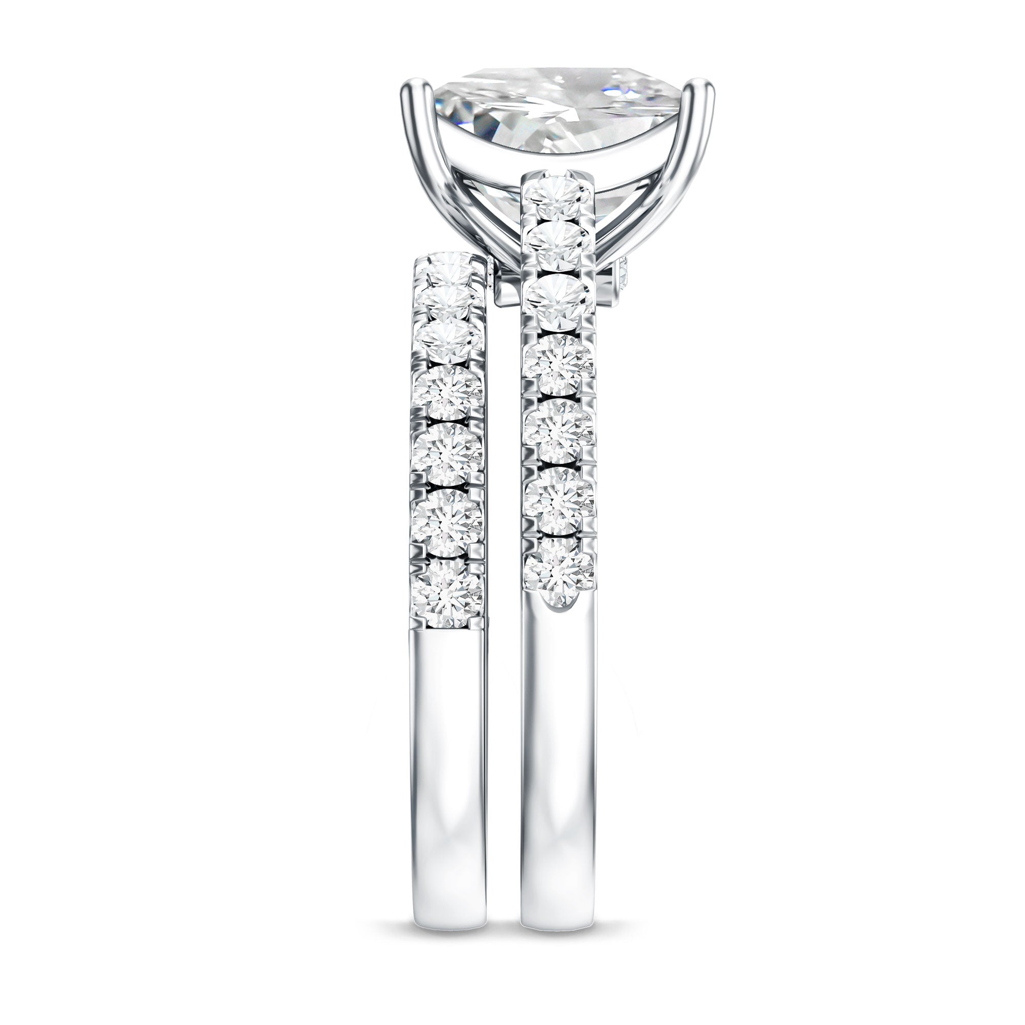 IGI Certified Huge 5 Carat Lab Grown Diamond Engagement Wedding Ring Set Lab - ( EF-VS ) - Rosec Jewels