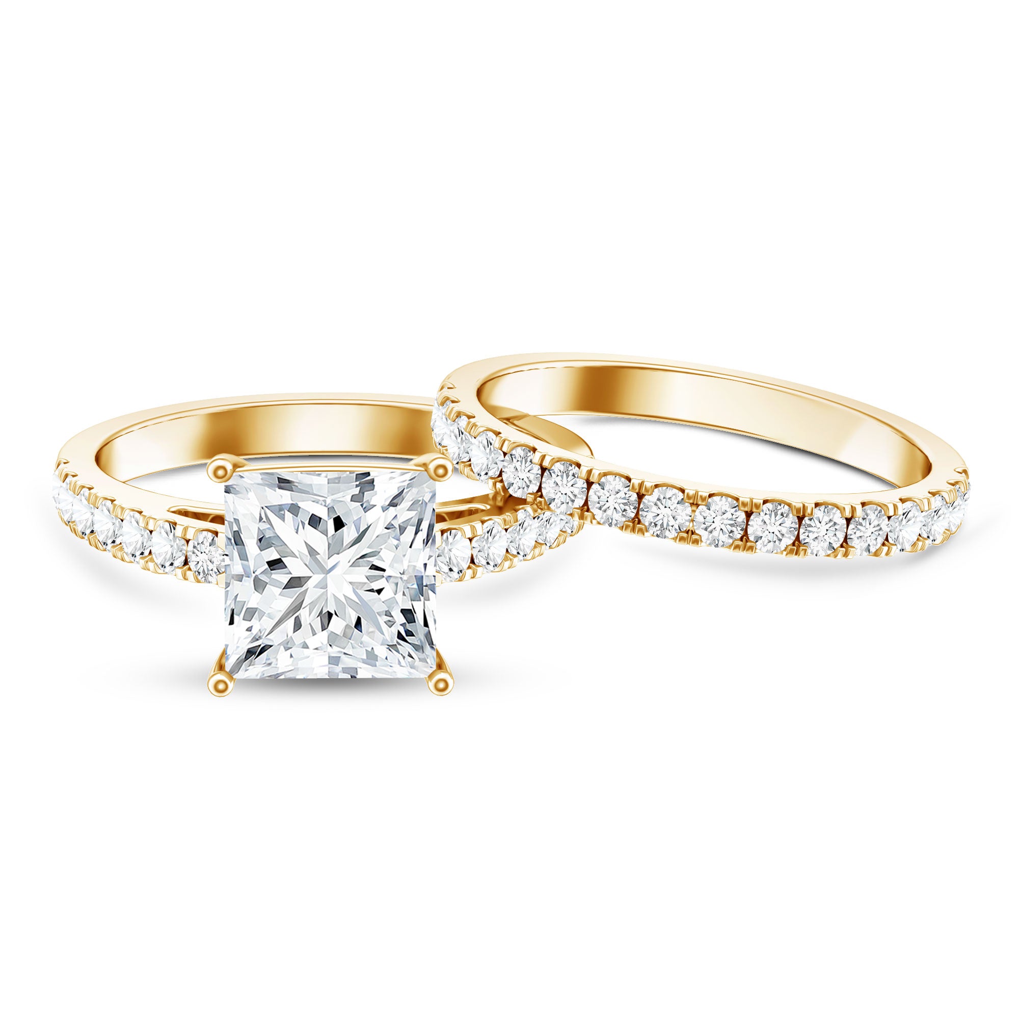 IGI Certified Huge 5 Carat Lab Grown Diamond Engagement Wedding Ring Set Lab - ( EF-VS ) - Rosec Jewels