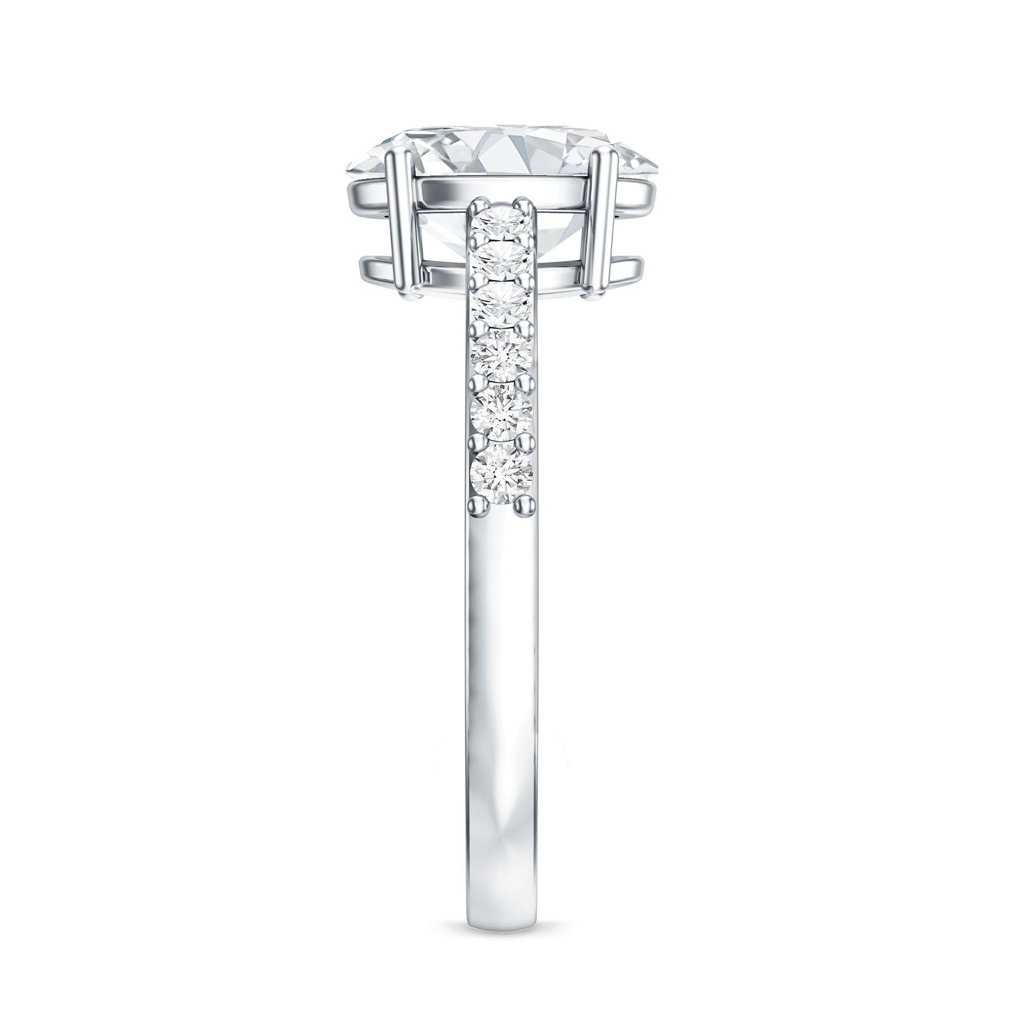 Lab Grown 2 Carat Diamond Oval Engagement Ring with IGI Certificate Lab - ( EF-VS ) - Rosec Jewels