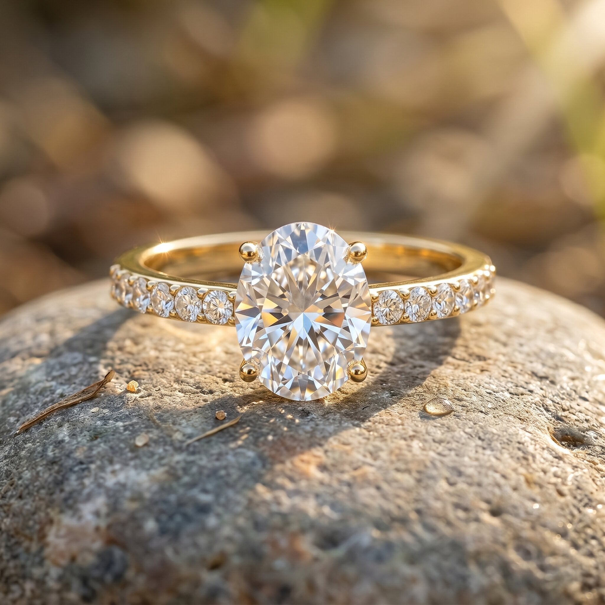 Lab Grown 2 Carat Diamond Oval Engagement Ring with IGI Certificate Lab - ( EF-VS ) - Rosec Jewels