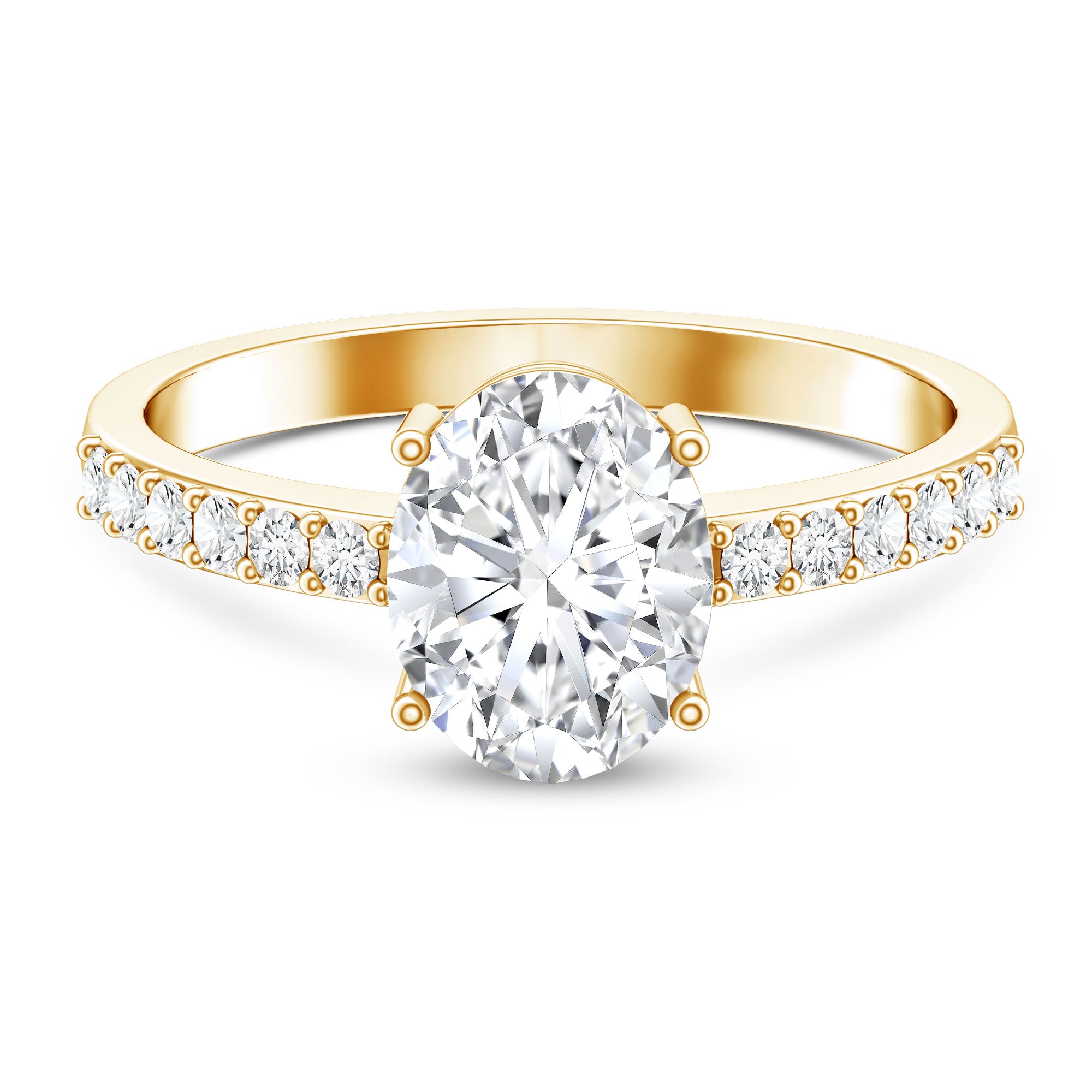 Lab Grown 2 Carat Diamond Oval Engagement Ring with IGI Certificate Lab - ( EF-VS ) - Rosec Jewels