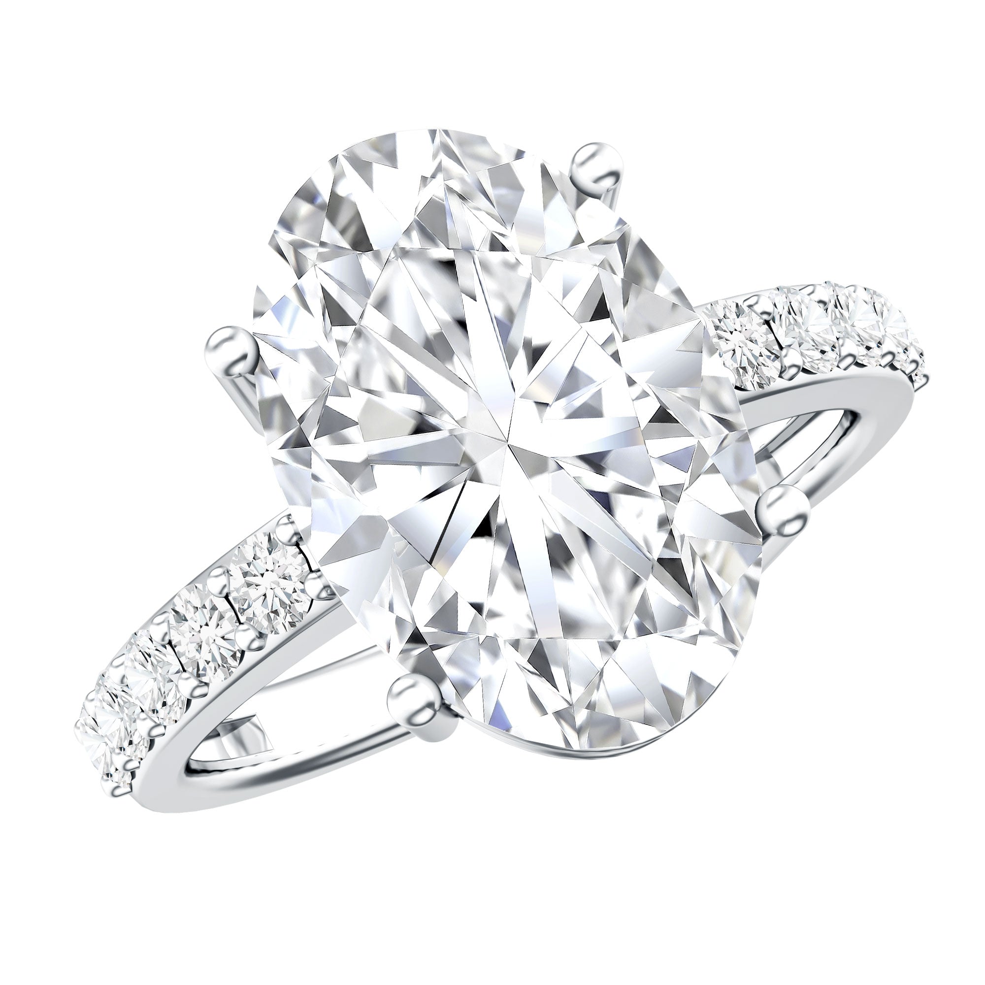 5 Carat Big Lab Grown Diamond Oval Engagement Ring with IGI Certificate Lab - ( E-VS1 ) - Rosec Jewels