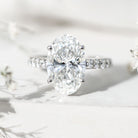 5 Carat Big Lab Grown Diamond Oval Engagement Ring with IGI Certificate Lab - ( E-VS1 ) - Rosec Jewels