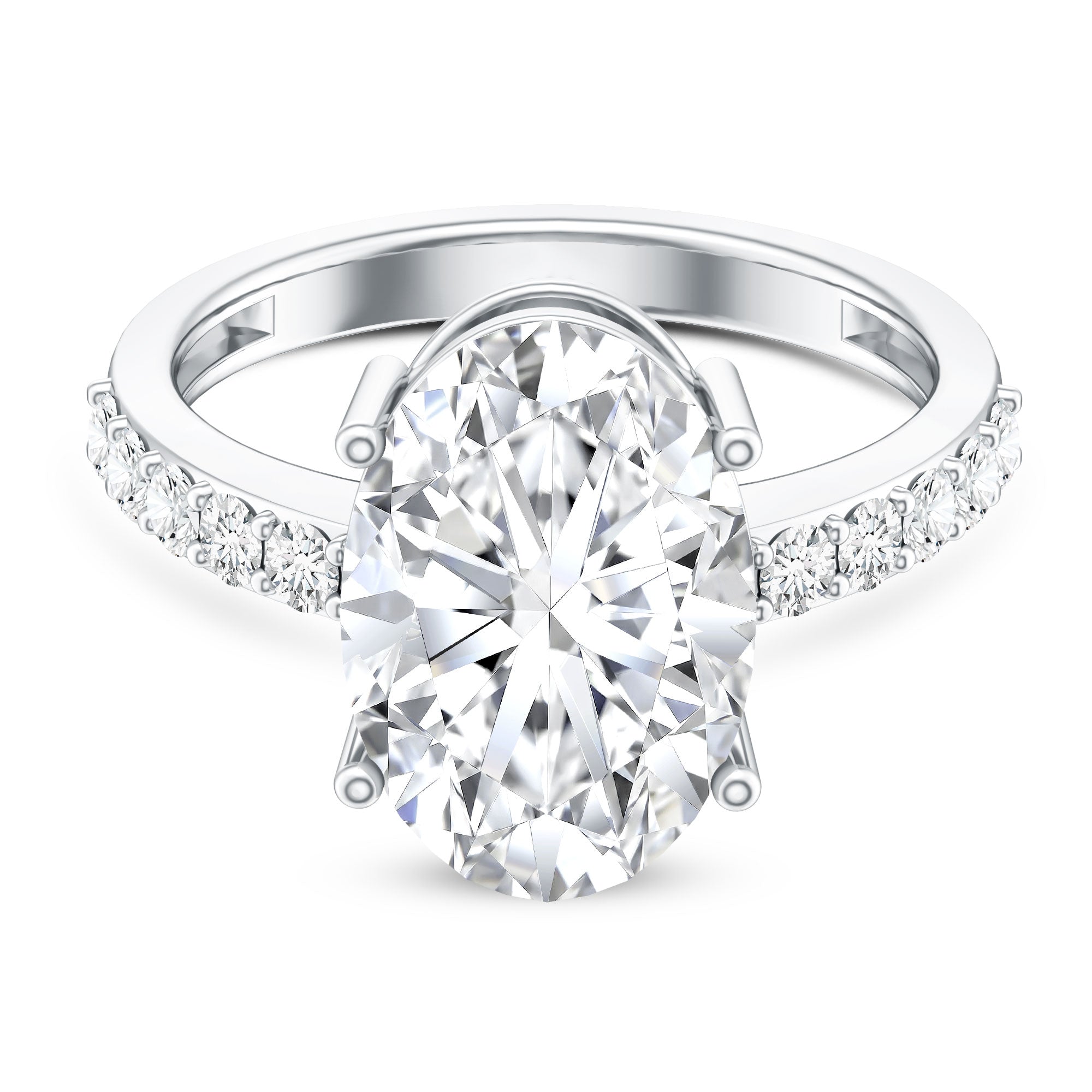 5 Carat Big Lab Grown Diamond Oval Engagement Ring with IGI Certificate Lab - ( E-VS1 ) - Rosec Jewels