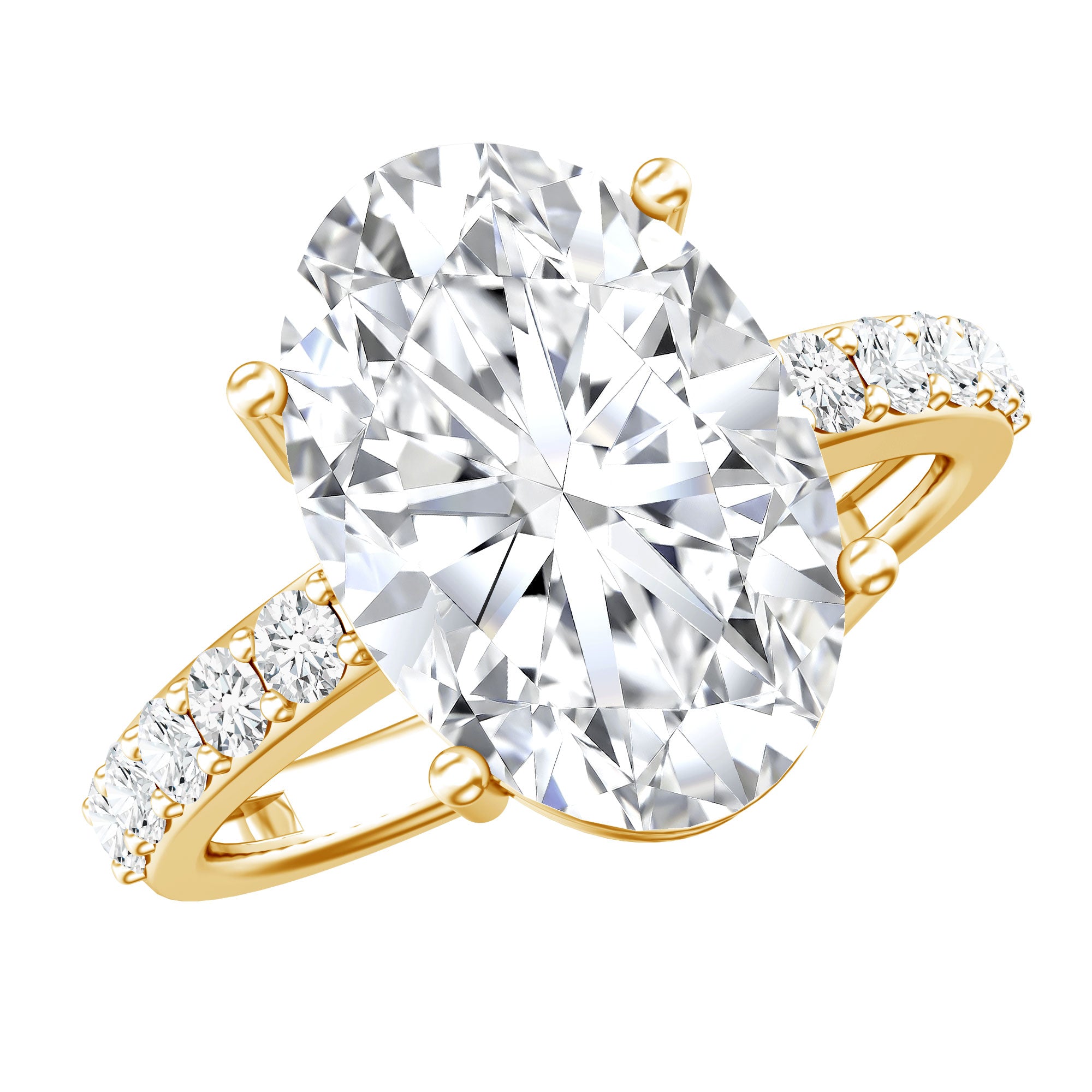 5 Carat Big Lab Grown Diamond Oval Engagement Ring with IGI Certificate Lab - ( E-VS1 ) - Rosec Jewels
