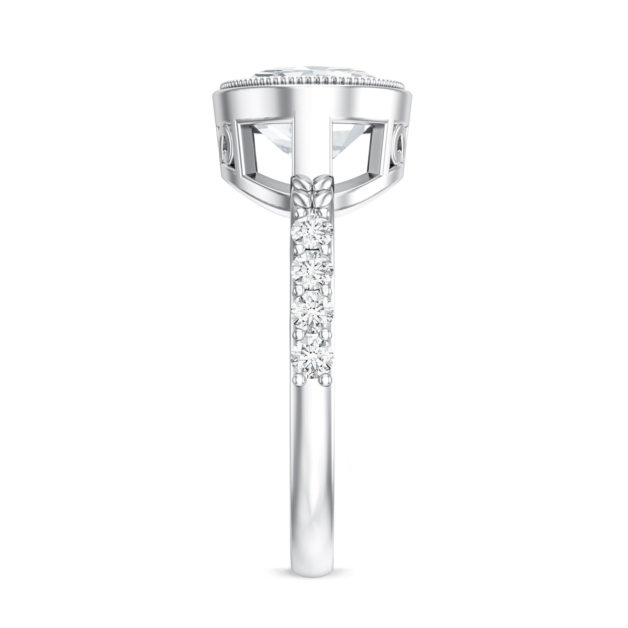 3 Carat Big Lab Grown Diamond Bezel Set Engagement Ring with IGI Certificate Lab - ( E-VS1 ) - Rosec Jewels