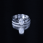 IGI Certified Lab Grown Diamond Oval Engagement Ring with Wedding Band Lab - ( E-VS1 ) - Rosec Jewels
