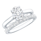 IGI Certified Lab Grown Diamond Oval Engagement Ring with Wedding Band Lab - ( E-VS1 ) - Rosec Jewels