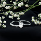 IGI Certified Lab Grown Diamond Oval Engagement Ring with Wedding Band Lab - ( E-VS1 ) - Rosec Jewels