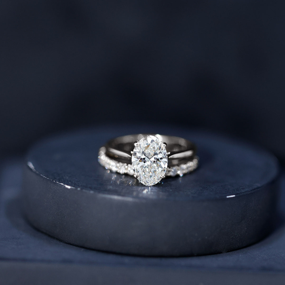 IGI Certified 2 Carat Oval Lab Grown Diamond Bridal Ring Set of 2 Lab - ( E-VS1 ) - Rosec Jewels