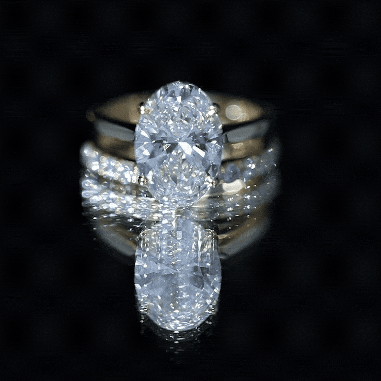 Oval Shaped 3 Carat Lab Grown Diamond Solitaire Bridal Ring Set with IGI Certificate Lab - ( E-VS1 ) - Rosec Jewels