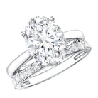 Rosec Jewels-Oval Shaped 3 Carat Lab Grown Diamond Solitaire Bridal Ring Set with IGI Certificate