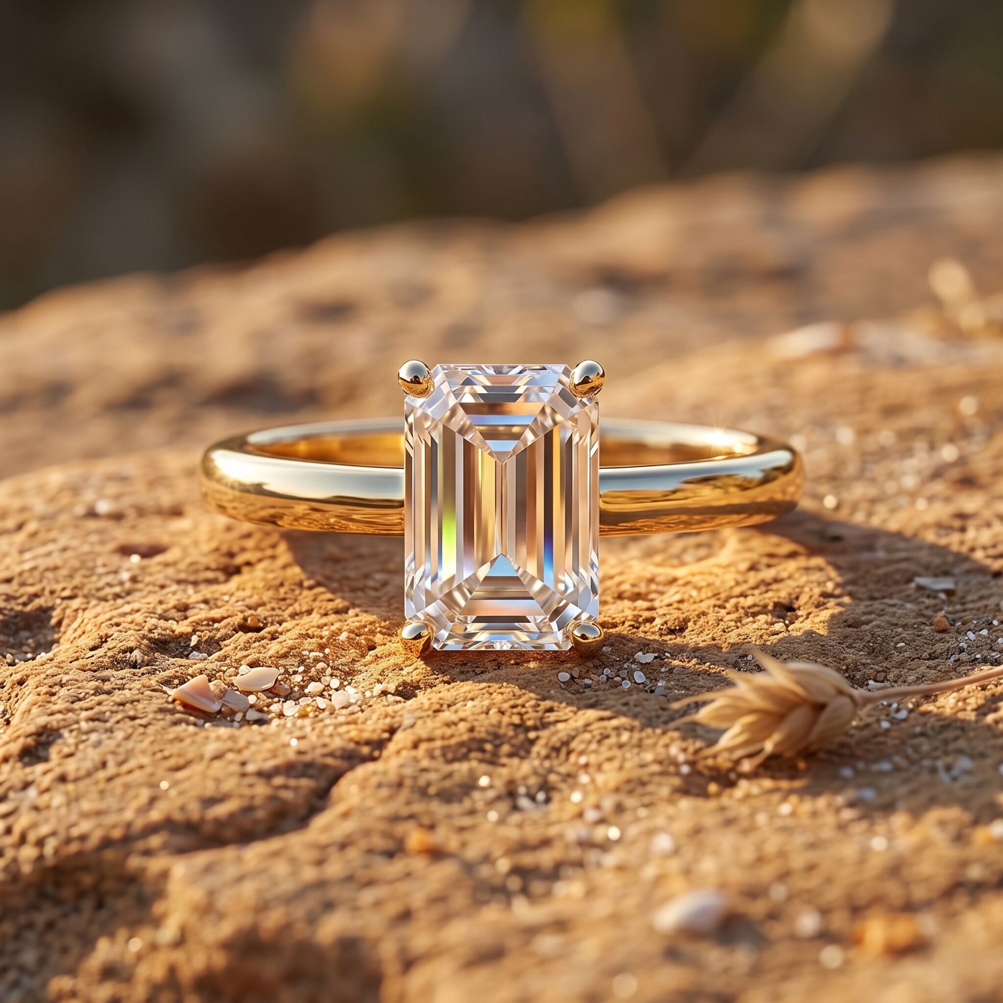 Emerald Cut 2 Carat Engagement Ring with IGI Certified Lab Diamond Lab - ( EF-VS ) - Rosec Jewels