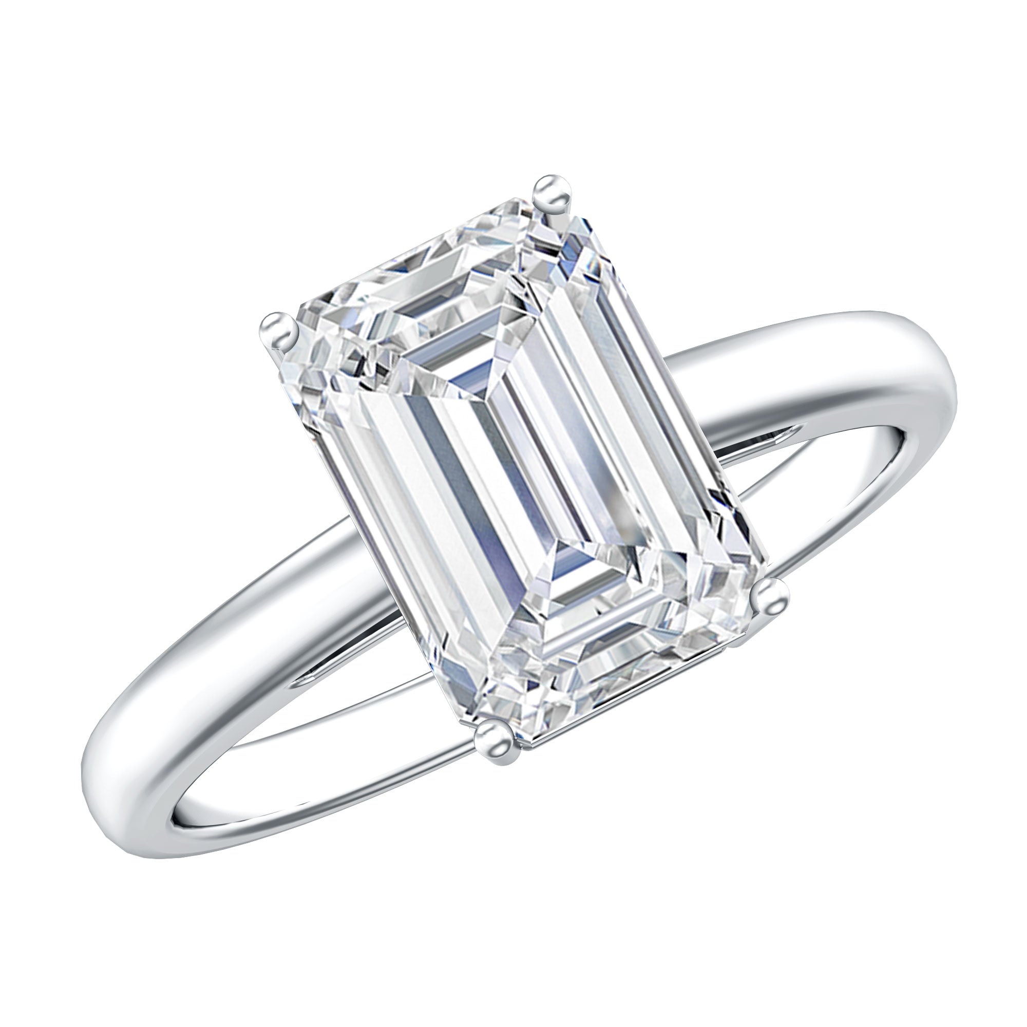 IGI Certified Emerald Cut Lab Grown Diamond 3 Carat Engagement Ring Lab - ( EF-VS ) - Rosec Jewels