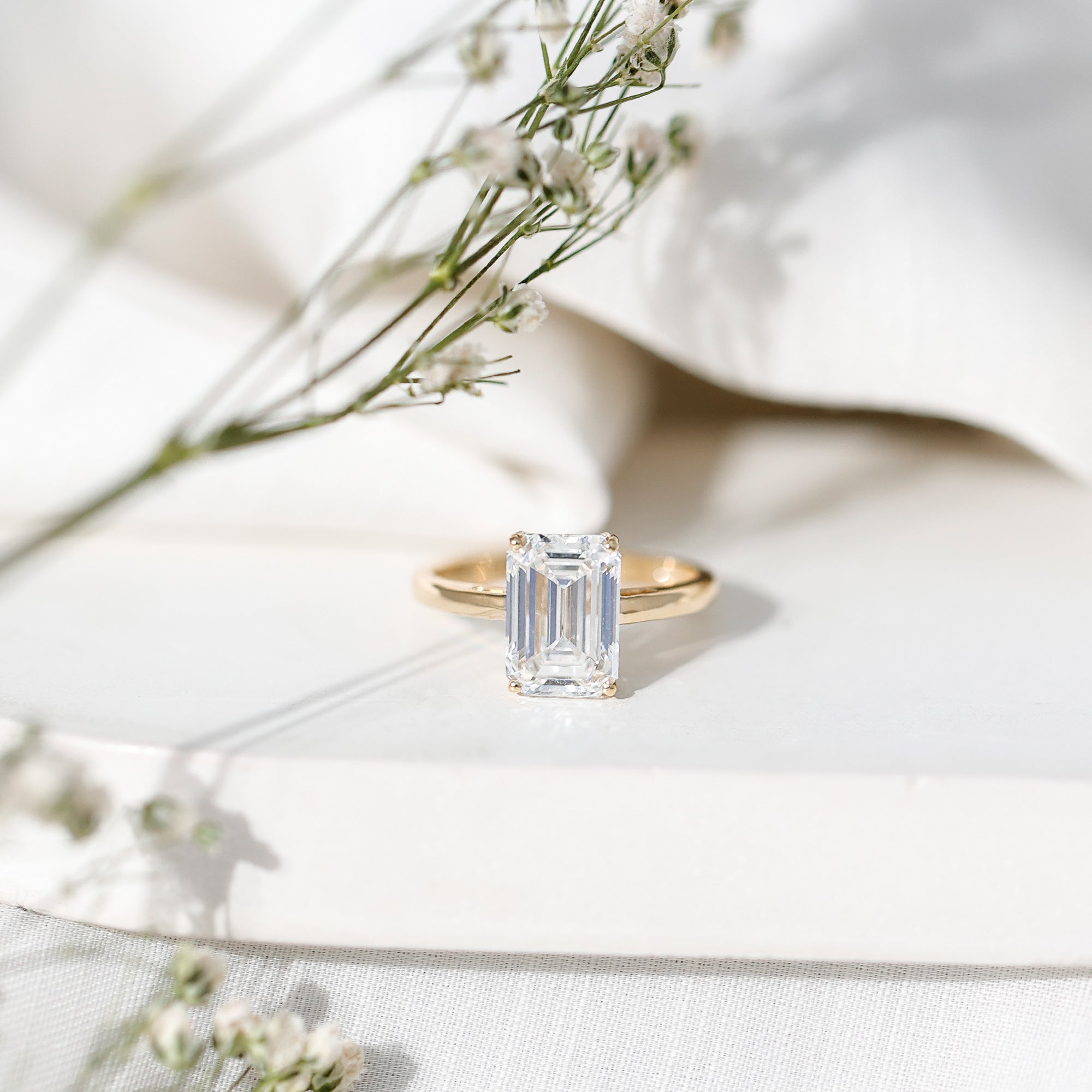 IGI Certified Emerald Cut Lab Grown Diamond 3 Carat Engagement Ring Lab - ( E-VS1 ) - Rosec Jewels