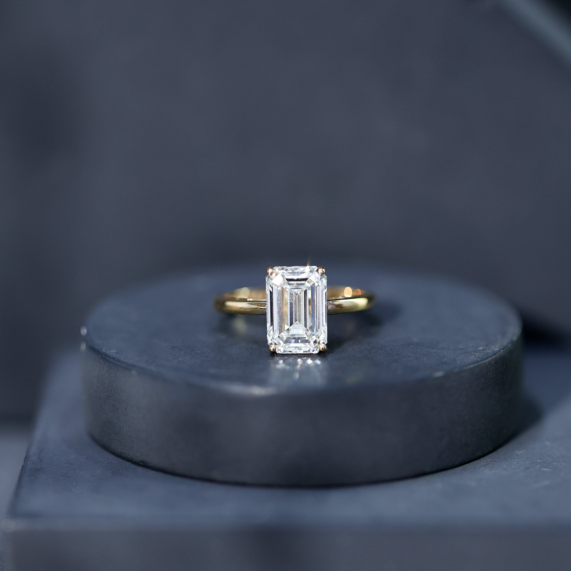 IGI Certified Emerald Cut Lab Grown Diamond 3 Carat Engagement Ring Lab - ( E-VS1 ) - Rosec Jewels