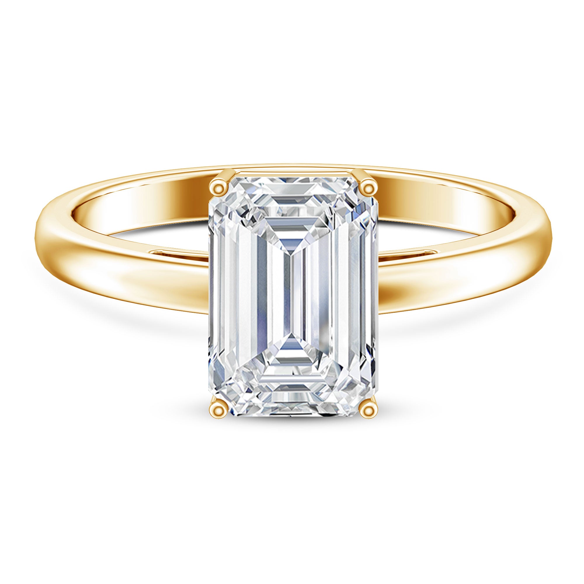 IGI Certified Emerald Cut Lab Grown Diamond 3 Carat Engagement Ring Lab - ( EF-VS ) - Rosec Jewels