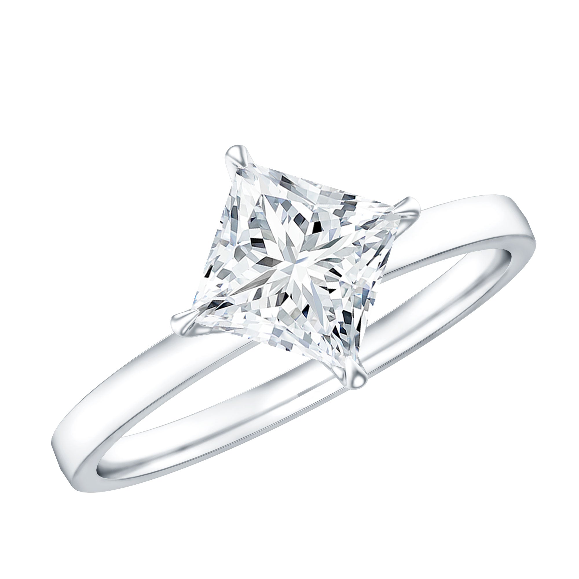 1 Carat Lab Created Diamond Princess Cut Engagement Ring IGI Certified Lab - ( E-VS1 ) - Rosec Jewels