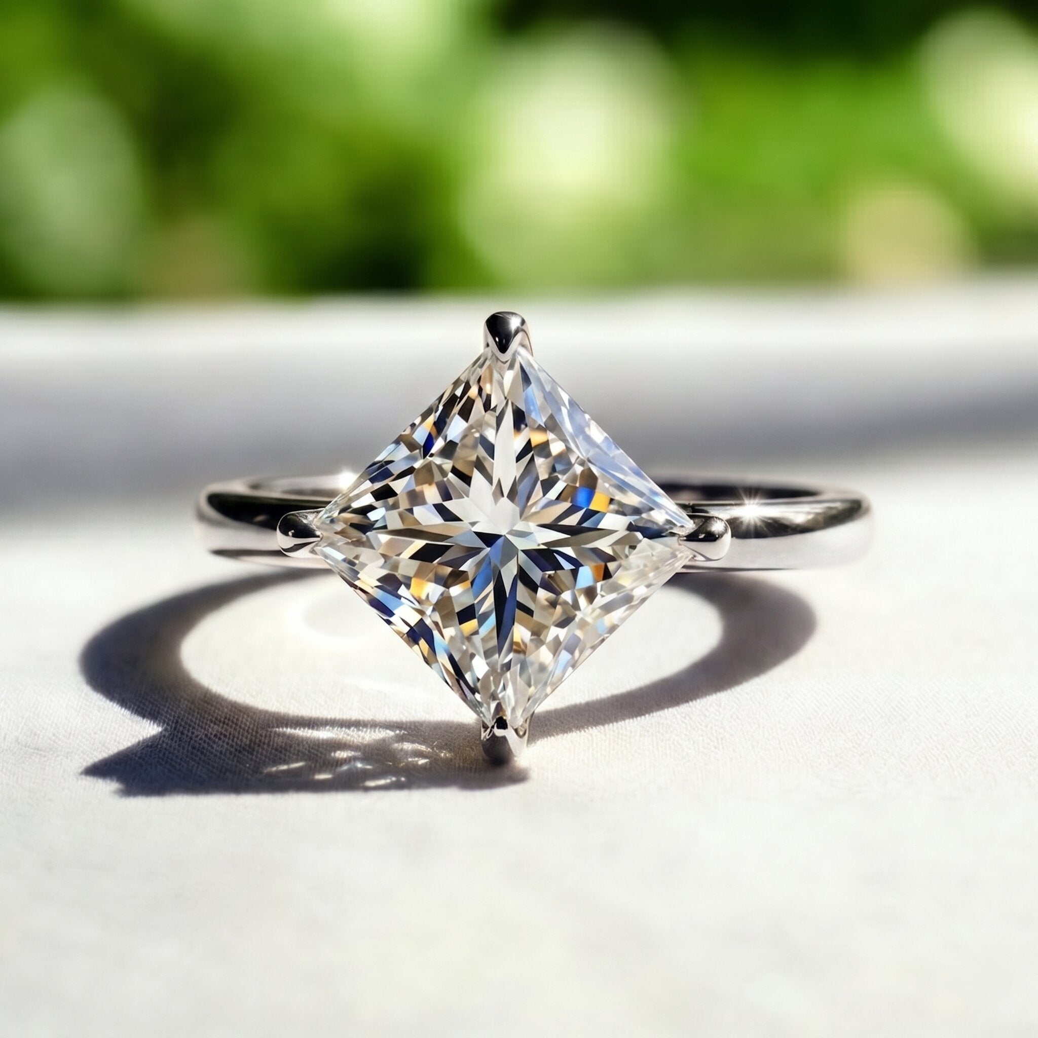 Solitaire 2 Carat Lab Grown Diamond Princess Cut Engagement Ring IGI Certified Lab - ( EF-VS ) - Rosec Jewels