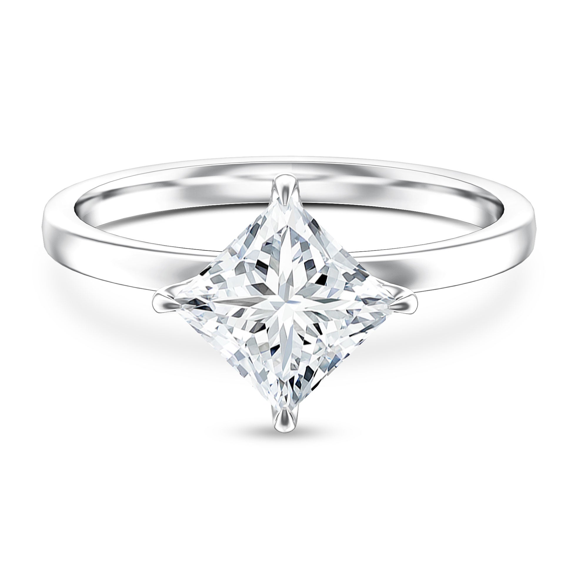 Solitaire 2 Carat Lab Grown Diamond Princess Cut Engagement Ring IGI Certified Lab - ( EF-VS ) - Rosec Jewels