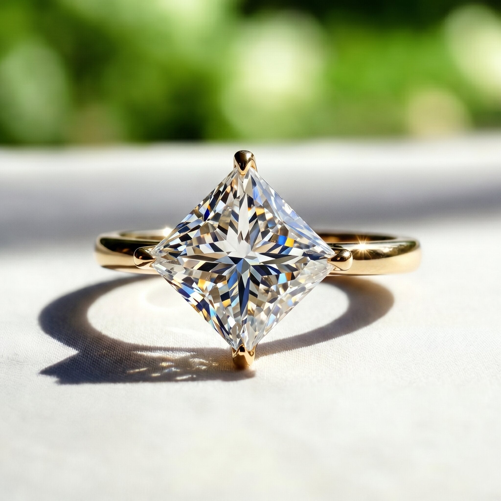 Solitaire 2 Carat Lab Grown Diamond Princess Cut Engagement Ring IGI Certified Lab - ( EF-VS ) - Rosec Jewels
