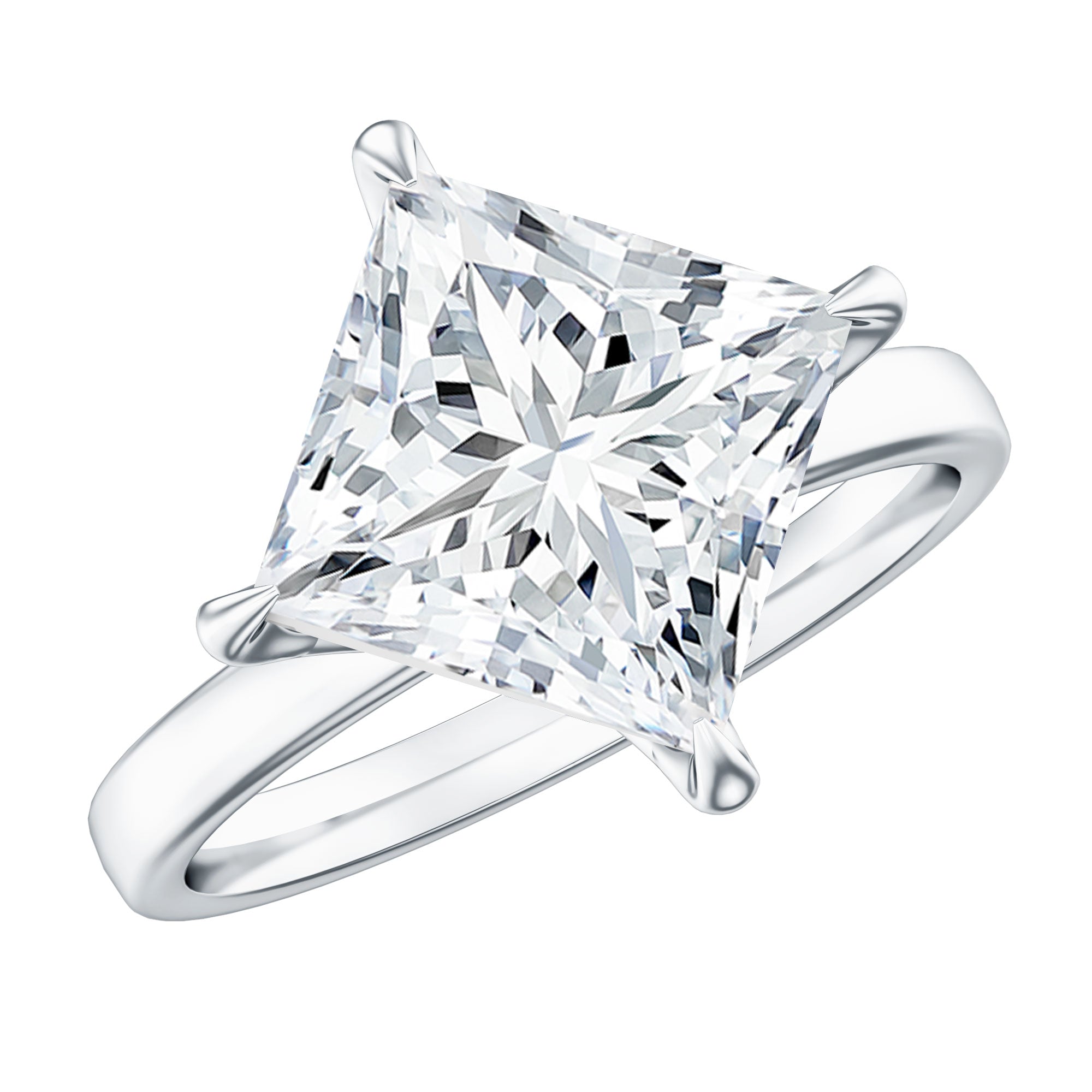 IGI Certified 4 Carat Princess Cut Lab Grown Diamond Engagement Ring Lab - ( E-VS1 ) - Rosec Jewels