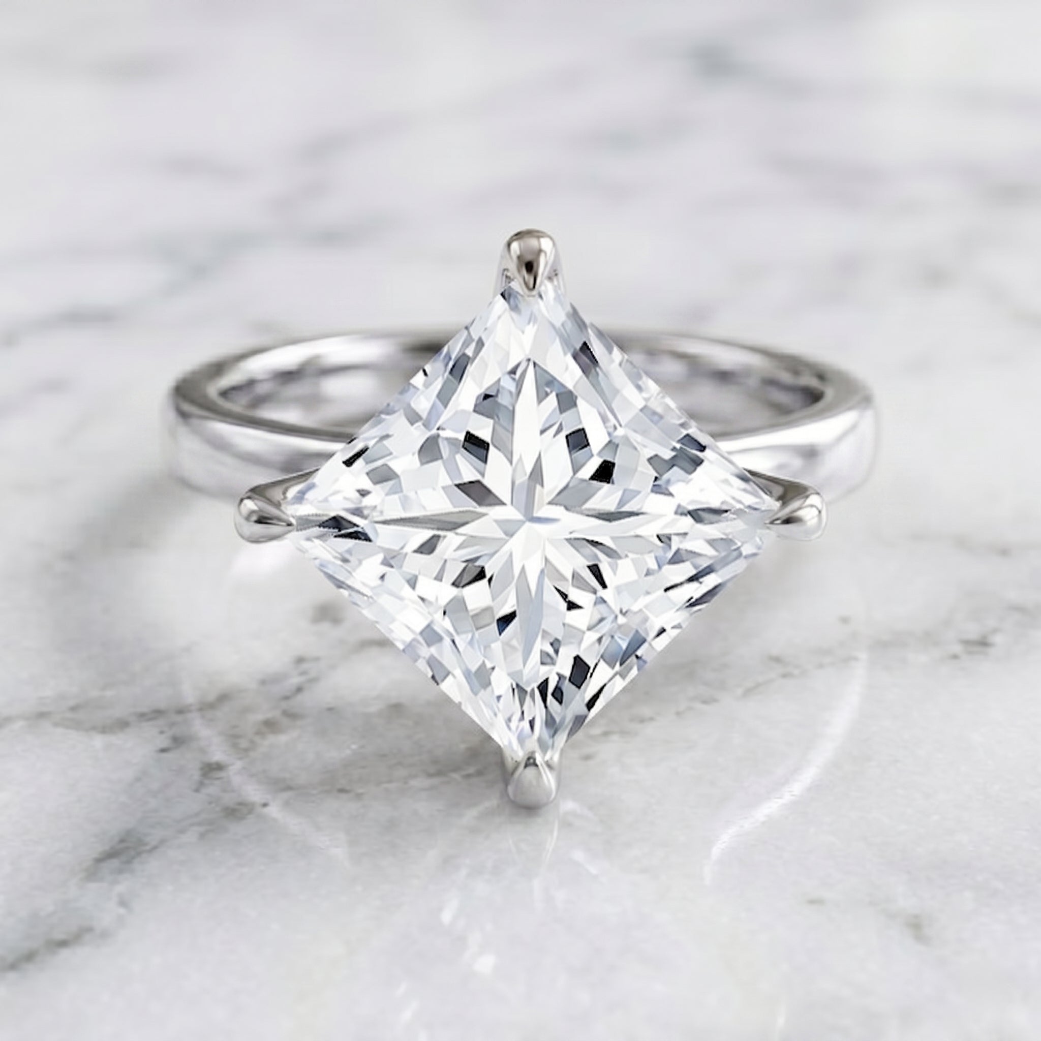 IGI Certified 4 Carat Princess Cut Lab Grown Diamond Engagement Ring Lab - ( E-VS1 ) - Rosec Jewels